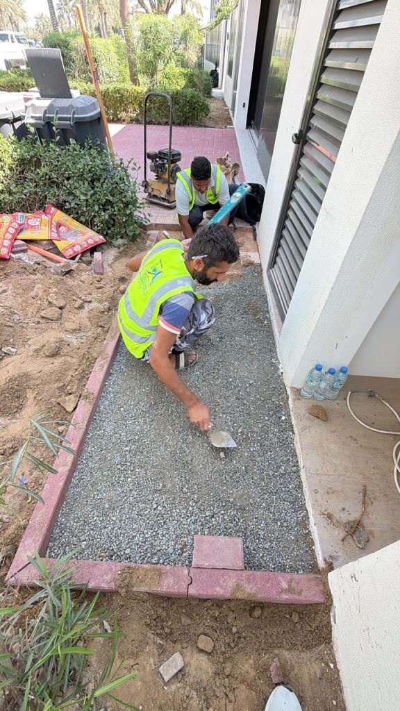 Interlock tiles installation in Emirates hills Dubai Prime Stone Technical