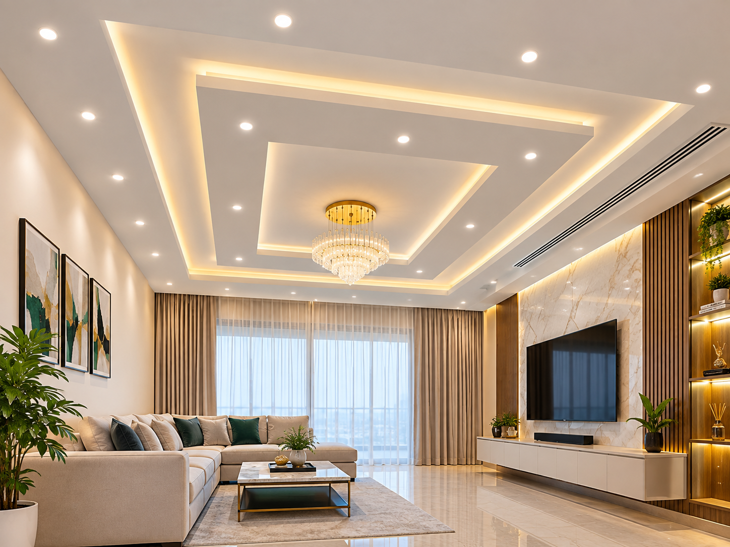 Gypsum ceiling installation project in Dubai Silicon Oasis